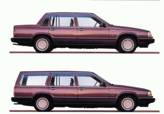 Volvo 760 sedan & wagon (1990) (Volvo 760 sedan & Universal (1990)) - drawings (figures) of the car